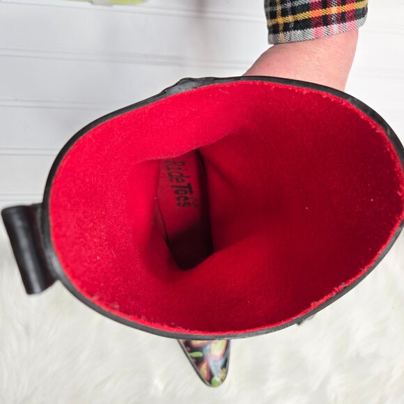 RIDE TEC Brown Paisley Floral Print Slip On Rubber Cowboy Rain Boots Sz 10 - Picture 8 of 10